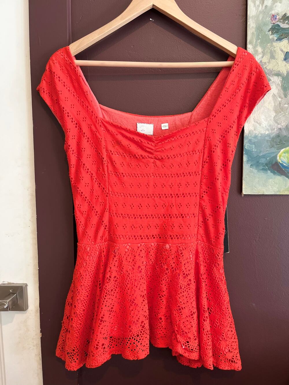 Vintage Anthropologie eyelet/lace peplum top